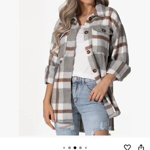 Women's Gray Plaid Utility Jacket